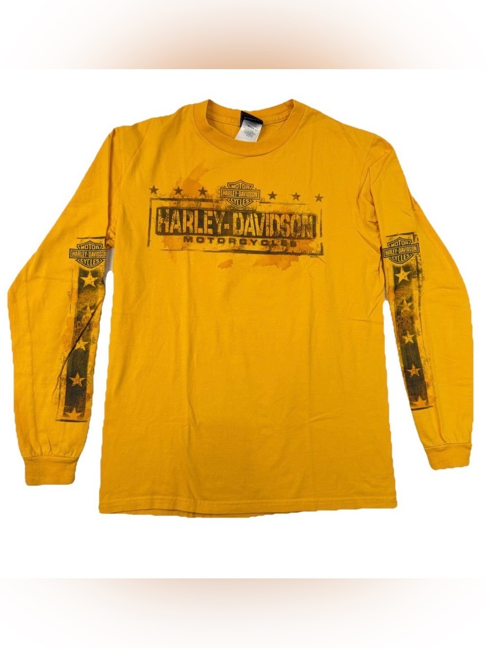 Harley-Davidson Men's Long Sleeve Graphic Tee Yellow Y2K